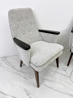 Button Tufted Mid Century Modern Lounge Chairs in Salt Pepper Boucle Walnut - 3494009