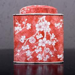 By DAHER Pretty Vintage Red Floral Tea Tin Canister Long Island made in England - 2147502