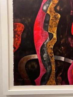 Byron Galvez Abstract Lithograph Mujer En Rojo Artist Proof Signed Framed - 3988241