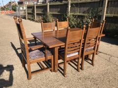 C F A Voysey Liberty Co style of CFA Voysey Arts Crafts Oak Dining Set with Ball Finials - 4191592