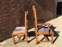 C F A Voysey Liberty Co style of CFA Voysey Arts Crafts Oak Dining Set with Ball Finials - 4191594