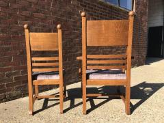 C F A Voysey Liberty Co style of CFA Voysey Arts Crafts Oak Dining Set with Ball Finials - 4191595
