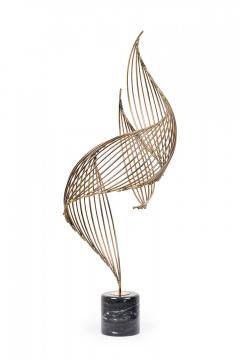 C Jere Mid Century Bronze and Black Marble Whirlwind Spiral Sculpture - 4650323