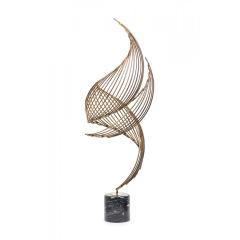 C Jere Mid Century Bronze and Black Marble Whirlwind Spiral Sculpture - 4650973