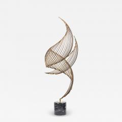 C Jere Mid Century Bronze and Black Marble Whirlwind Spiral Sculpture - 4650974