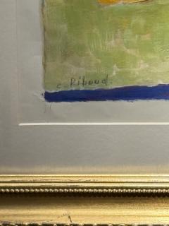 C Riboud Mid Century Cubist Abstract Painting Architectural Composition - 4747919