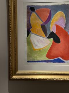 C Riboud Mid Century Cubist Abstract Painting Architectural Composition - 4747920