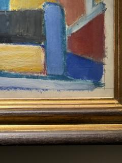 C Riboud Mid Century Cubist Abstract Painting Architectural Composition - 4754127