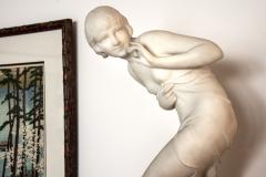 C Viviani Art Deco Female Nude in Sumptuous White Marble - 1149750