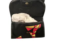 CARLOS FALCHI PICASSO STYLE THE FLAUTIST SNAKESKIN LIZARD FABRIC HANDBAG WALLET SET - 4565430