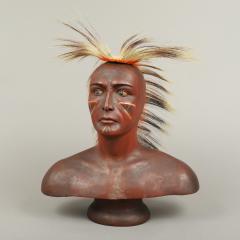 CARVED AND PAINTED BUST OF A NATIVE AMERICAN - 3602251