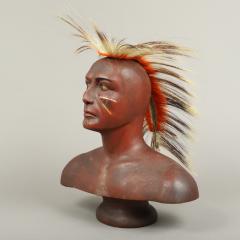 CARVED AND PAINTED BUST OF A NATIVE AMERICAN - 3602252