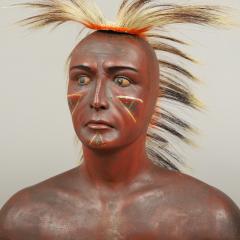 CARVED AND PAINTED BUST OF A NATIVE AMERICAN - 3602253