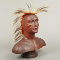 CARVED AND PAINTED BUST OF A NATIVE AMERICAN - 3602254