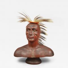 CARVED AND PAINTED BUST OF A NATIVE AMERICAN - 3603374
