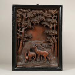 CARVED DIORAMA OF DEER - 1392619