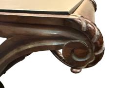 CARVED MAHOGANY PRINCE OF WALES PLUME X BASE SLATE TOP TABLE - 4523991