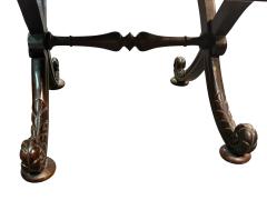 CARVED MAHOGANY PRINCE OF WALES PLUME X BASE SLATE TOP TABLE - 4523995