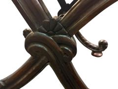 CARVED MAHOGANY PRINCE OF WALES PLUME X BASE SLATE TOP TABLE - 4523996