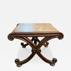 CARVED MAHOGANY PRINCE OF WALES PLUME X BASE SLATE TOP TABLE - 4526311