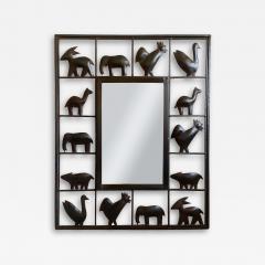 CAST IRON MIRROR WITH ANIMAL MOTIF - 3873956