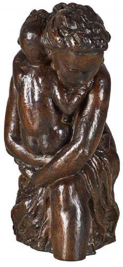 CAST PATINATED BRONZE OF MOTHER AND CHILD - 2351048