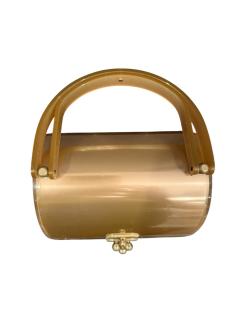 CHARLES KAHN MID CENTURY METALLIC SHEEN TAN LUCITE HANDBAG BY CHARLES KAHN - 4578013