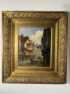 CHARMING PAIR SIGNED EUROPEAN STREET SCENE OIL PAINTINGS IN ORIGINAL GILT FRAMES - 4691191