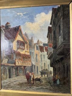 CHARMING PAIR SIGNED EUROPEAN STREET SCENE OIL PAINTINGS IN ORIGINAL GILT FRAMES - 4691192