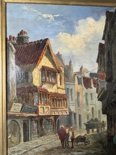 CHARMING PAIR SIGNED EUROPEAN STREET SCENE OIL PAINTINGS IN ORIGINAL GILT FRAMES - 4691194