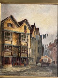 CHARMING PAIR SIGNED EUROPEAN STREET SCENE OIL PAINTINGS IN ORIGINAL GILT FRAMES - 4691195
