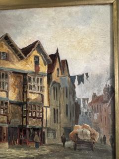 CHARMING PAIR SIGNED EUROPEAN STREET SCENE OIL PAINTINGS IN ORIGINAL GILT FRAMES - 4691198