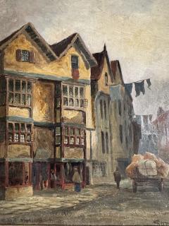 CHARMING PAIR SIGNED EUROPEAN STREET SCENE OIL PAINTINGS IN ORIGINAL GILT FRAMES - 4691199