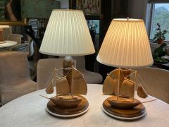 CHARMING WOOD SAILBOAT AND LIGHTHOUSE LAMPS - 2639739