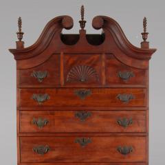 CHIPPENDALE BONNET TOP CHEST ON CHEST WITH CARVED FAN DRAWER FACE - 1351081