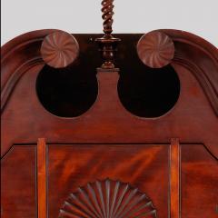 CHIPPENDALE BONNET TOP CHEST ON CHEST WITH CARVED FAN DRAWER FACE - 1351082