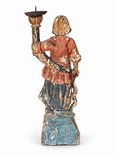 CIRCA 1650 1700 Italian Baroque Carved Wood Angel Figure Candlesticks - 4781458