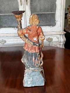 CIRCA 1650 1700 Italian Baroque Carved Wood Angel Figure Candlesticks - 4781461