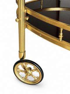 CIRCA 1960 TWO TIERED OVAL BRASS SERVING TROLLEY - 4728818