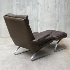 COR Swing Lounge Chair with Matching Ottoman in Leather and Steel Frame - 2762789