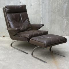 COR Swing Lounge Chair with Matching Ottoman in Leather and Steel Frame - 2762790