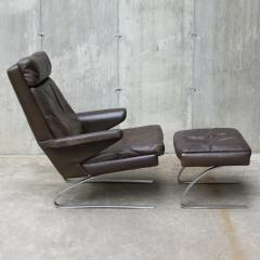 COR Swing Lounge Chair with Matching Ottoman in Leather and Steel Frame - 2762791