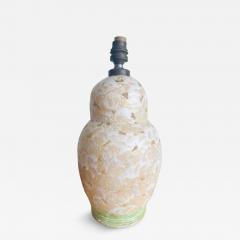 CREME CERAMIC LAMP WITH LIGHT GREEN BAND - 4469977