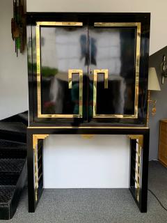 Cabinet Bar Lacquered with Brass and Mirror Italy 1970s - 1450896