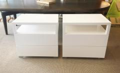 Cain Modern Pair of White Lacquer Lucite and Glass Nightstands by Cain Modern - 307353