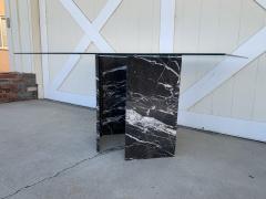 Calacatta Black Marble Pedestal Table with a Glass Top - 1822174