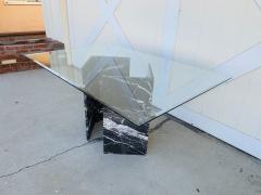 Calacatta Black Marble Pedestal Table with a Glass Top - 1822176