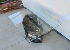 Calacatta Black Marble Pedestal Table with a Glass Top - 1822177