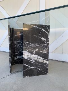 Calacatta Black Marble Pedestal Table with a Glass Top - 1822181
