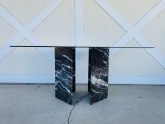 Calacatta Black Marble Pedestal Table with a Glass Top - 1822182